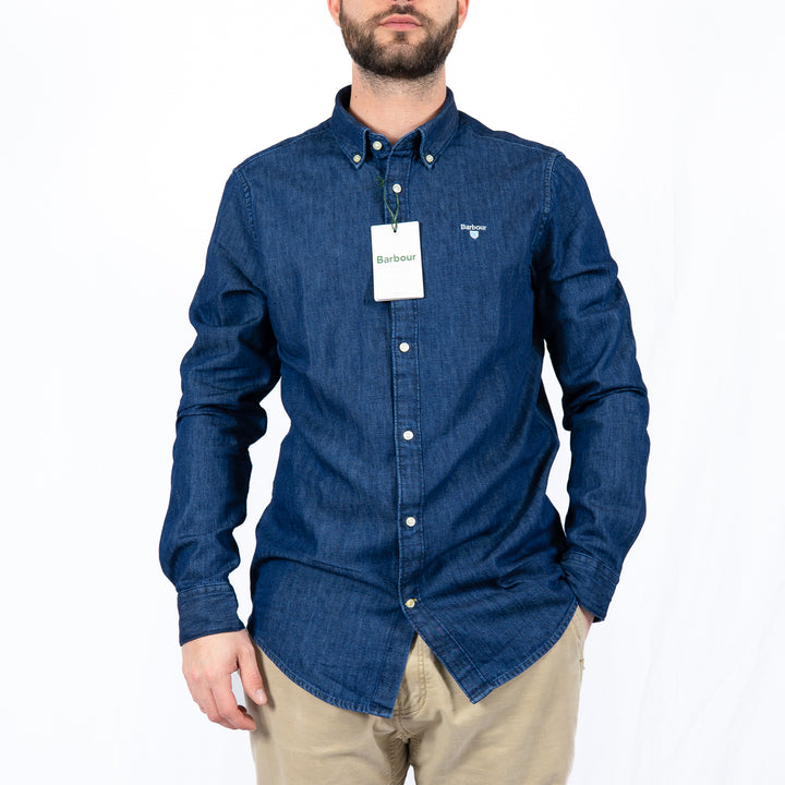 Barbour Denim Crest Tailored Long Sleeved Shirt Navy – Chemise homme casual chic