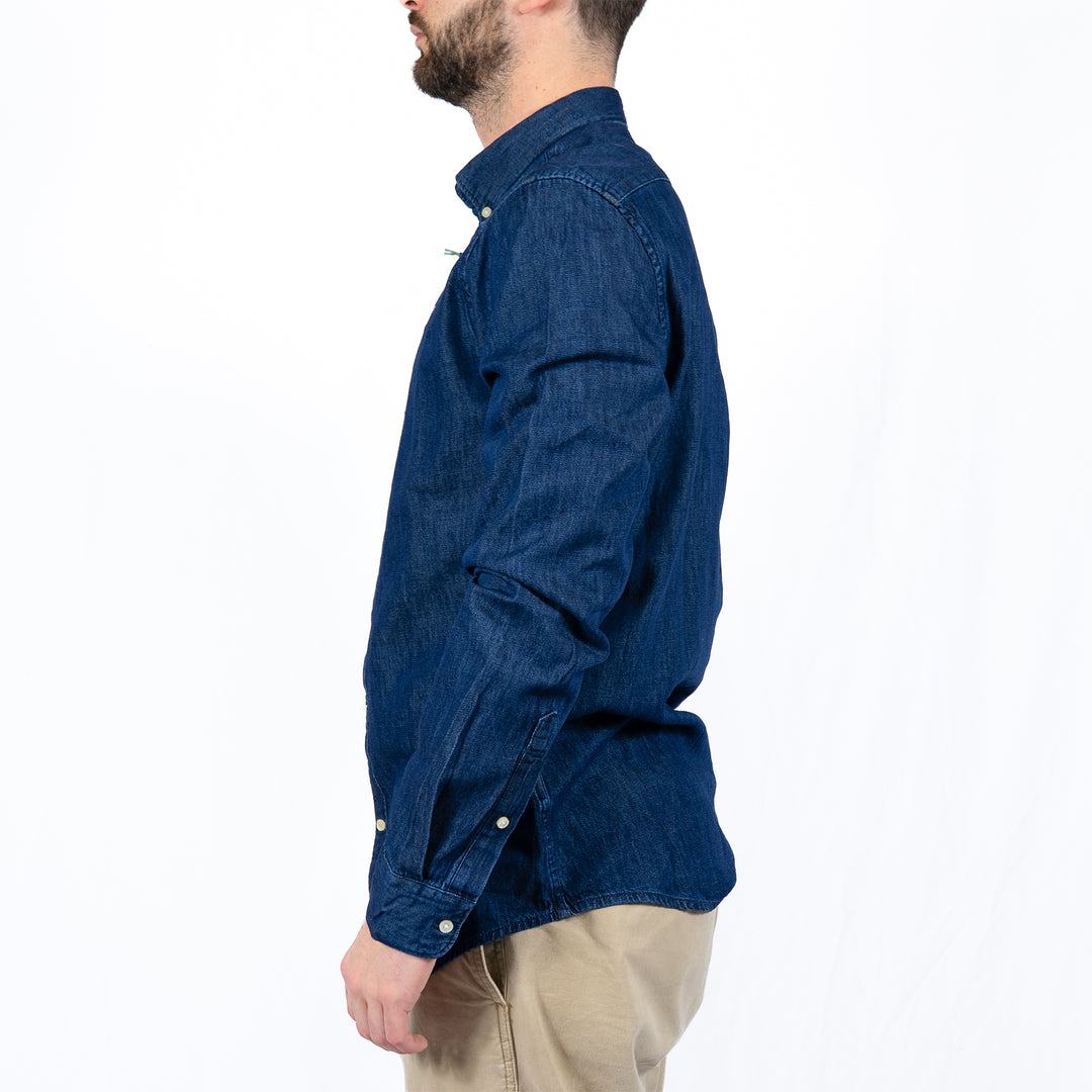 Barbour Denim Crest Tailored Long Sleeved Shirt Navy – Chemise homme casual chic
