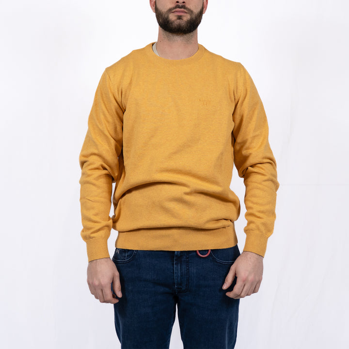 Barbour Pima Cotton Crew Neck Jumper Honey Gold – Pull homme casual chic