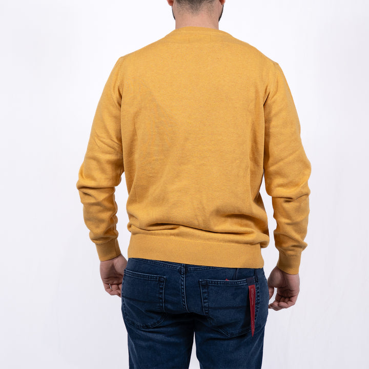 Barbour Pima Cotton Crew Neck Jumper Honey Gold – Pull homme casual chic
