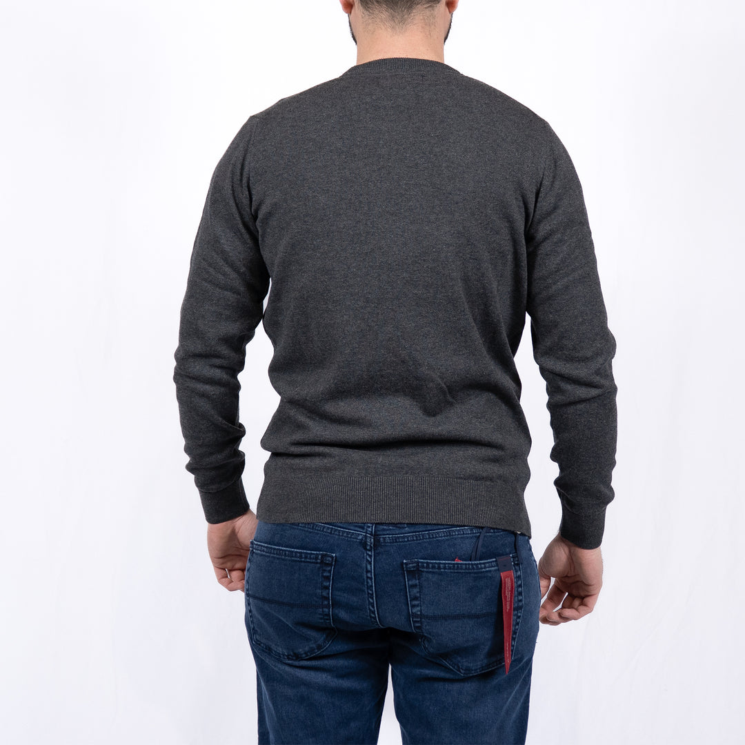Pima Cotton Crew Neck Jumper Charcoal – Pull homme casual chic