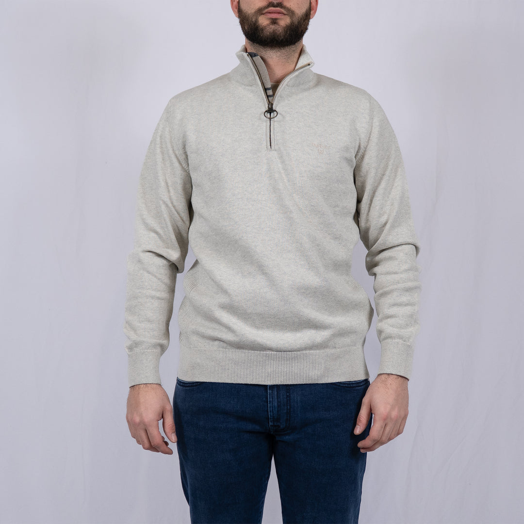 Cotton Quarter Zip Jumper Neutral – Pull homme casual chic