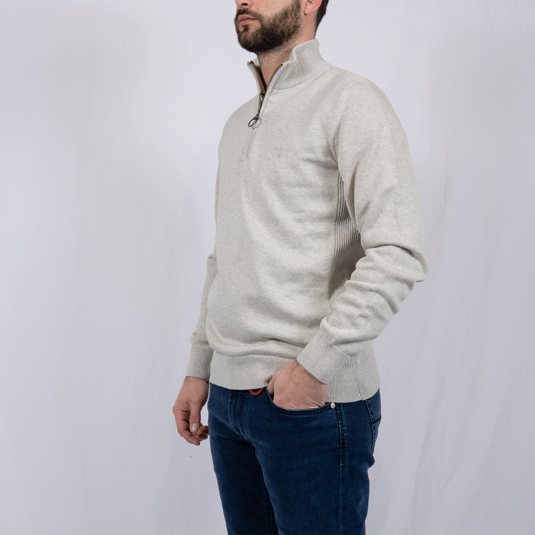 Cotton Quarter Zip Jumper Neutral – Pull homme casual chic