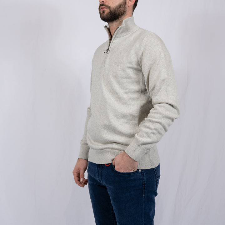 Cotton Quarter Zip Jumper Neutral – Pull homme casual chic