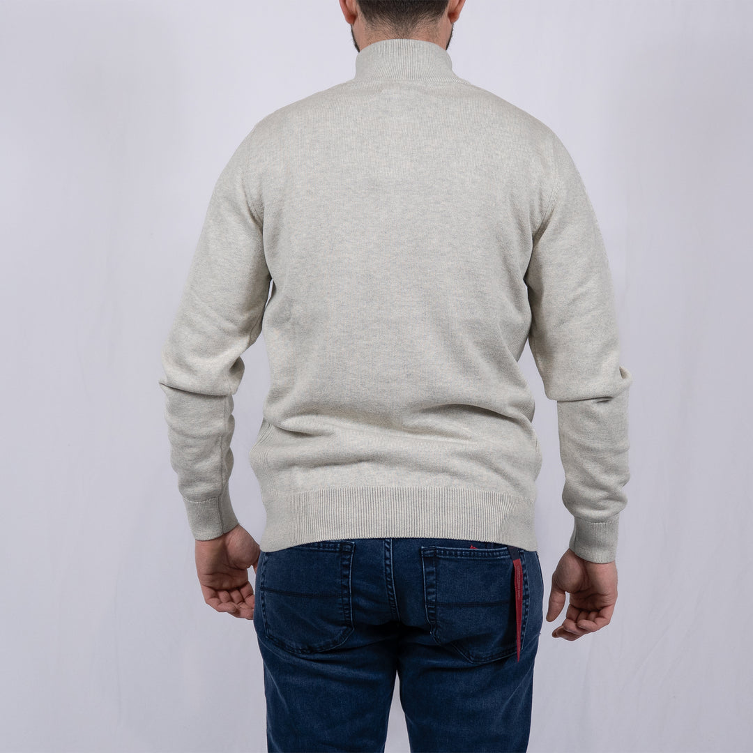 Cotton Quarter Zip Jumper Neutral – Pull homme casual chic