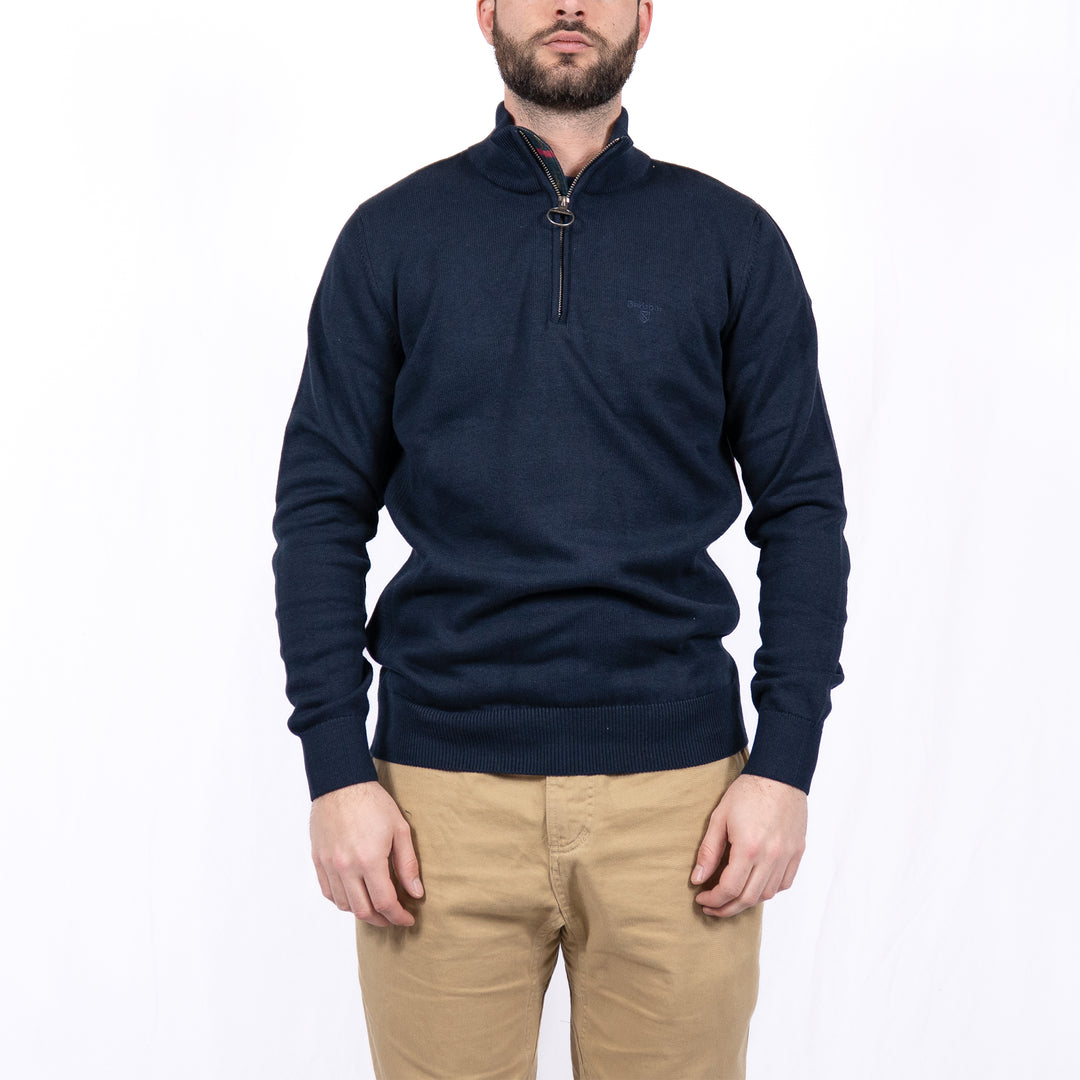 Cotton Quarter Zip Jumper Navy – Pull homme casual chic