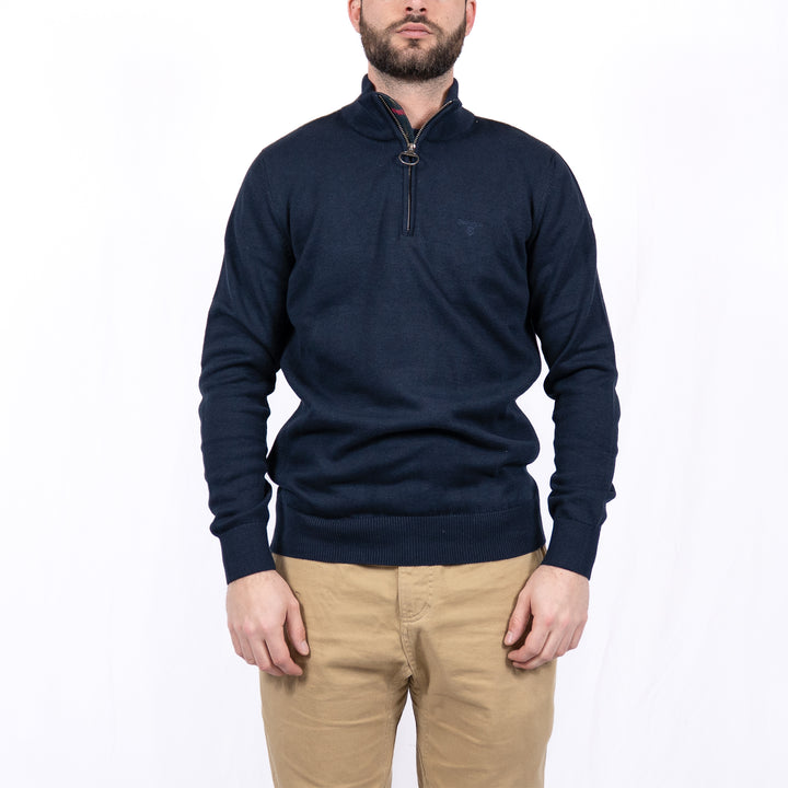 Cotton Quarter Zip Jumper Navy – Pull homme casual chic