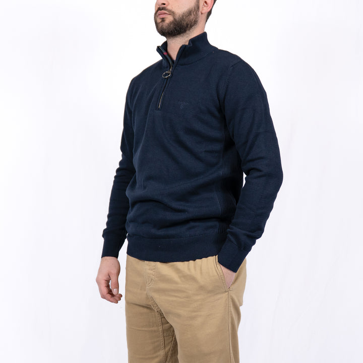 Cotton Quarter Zip Jumper Navy – Pull homme casual chic