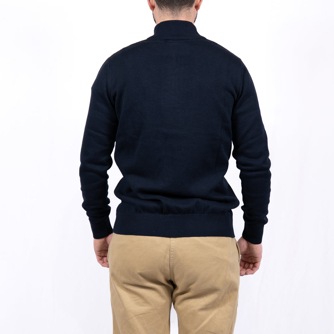 Cotton Quarter Zip Jumper Navy – Pull homme casual chic