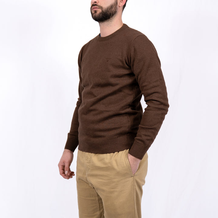Pima Cotton Crew Neck Jumper Umber – Pull homme casual chic