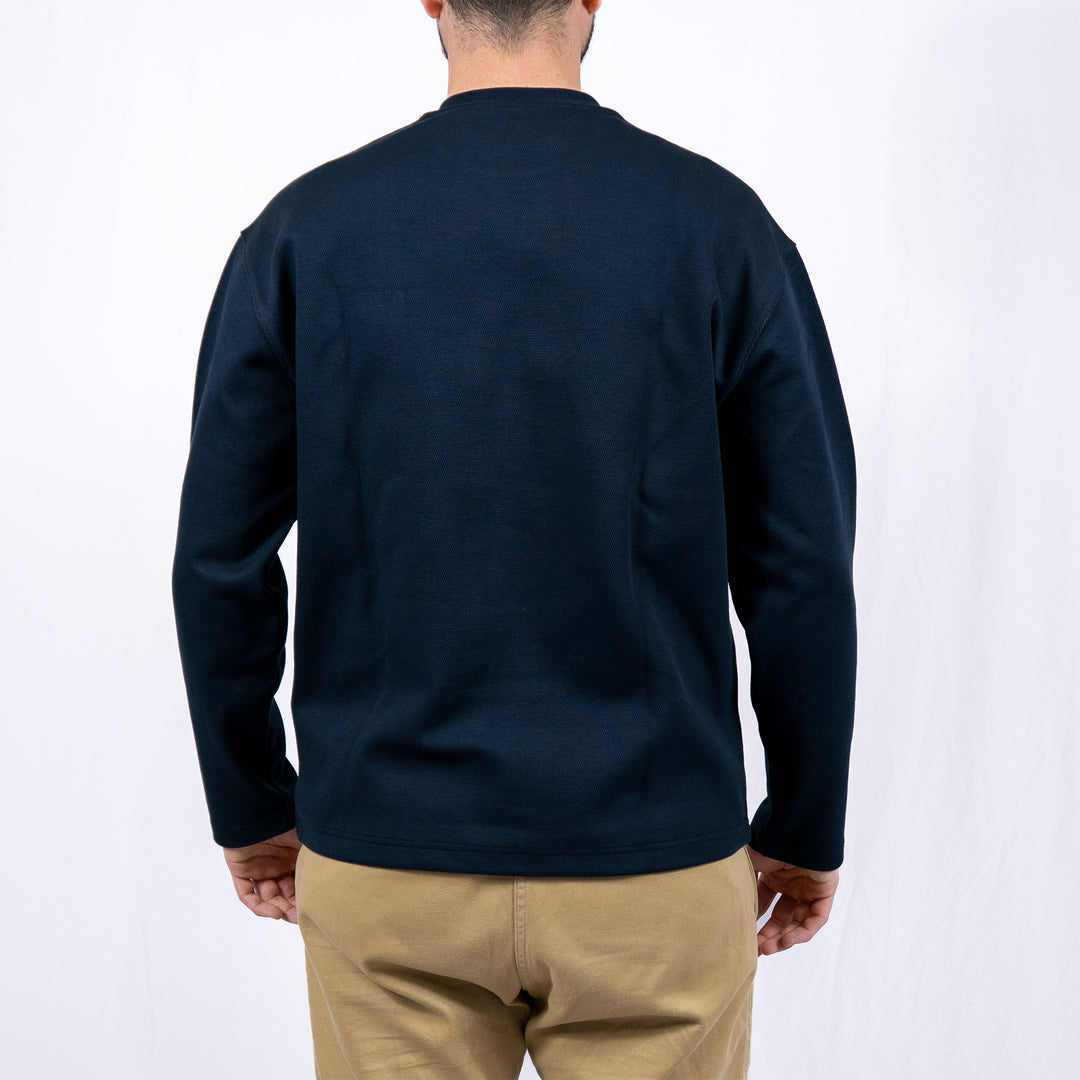 Raised jacquard crew neck - dark navy