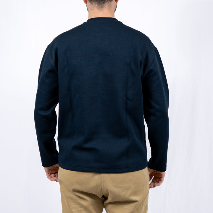 Raised jacquard crew neck - dark navy
