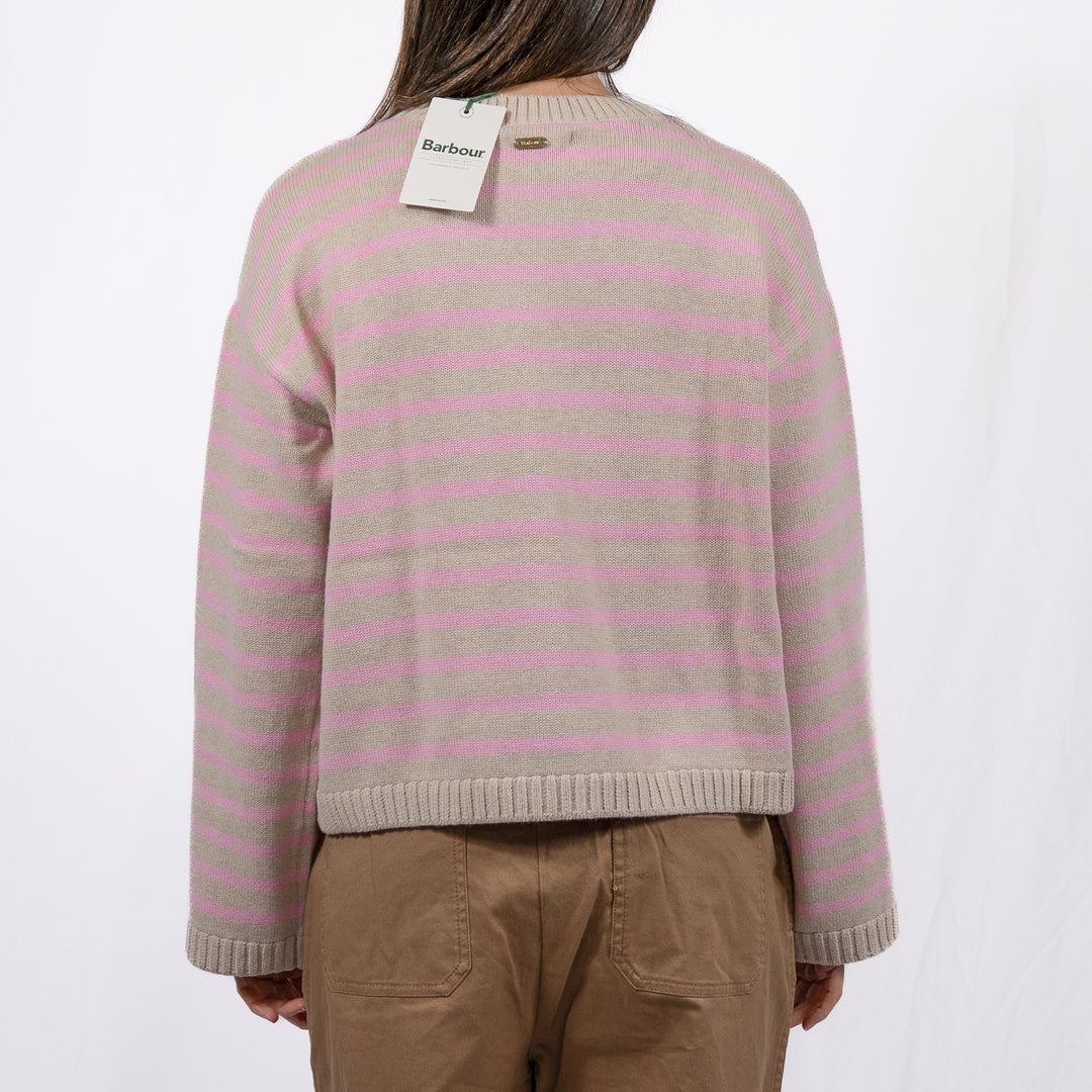 Rosie knitted jumper - oat / cherry blossom stripe