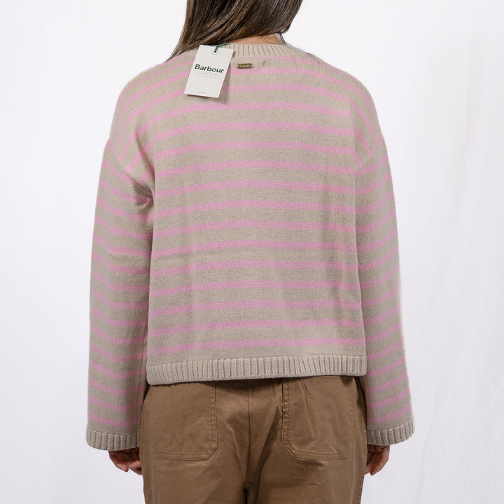 Rosie knitted jumper - oat / cherry blossom stripe