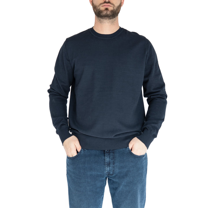 Active Cotton Badge Crewneck – Pull homme bleu