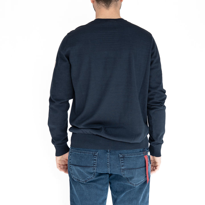 Active Cotton Badge Crewneck – Pull homme bleu