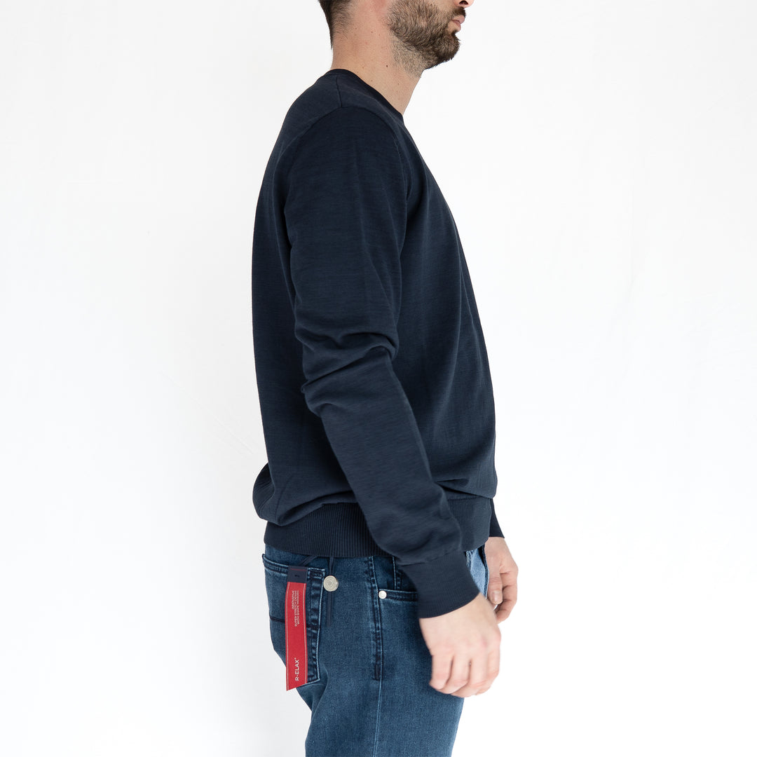 Active Cotton Badge Crewneck – Pull homme bleu