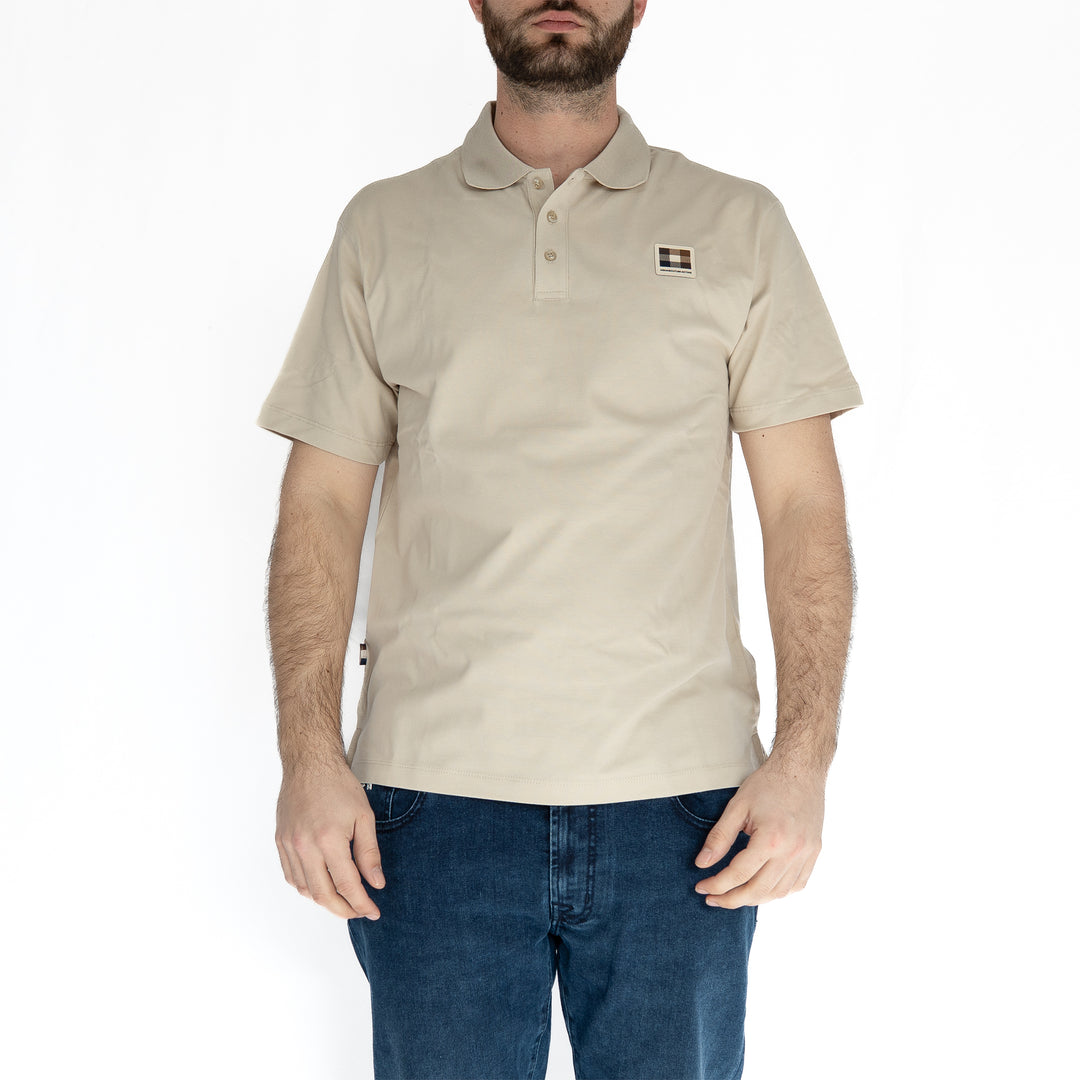 Active Stretch Piquet Badge Polo – Polo homme beige