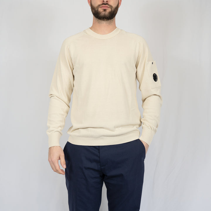 Sweat C.P. Company Cotton Chenille Crewneck Lens – Beige