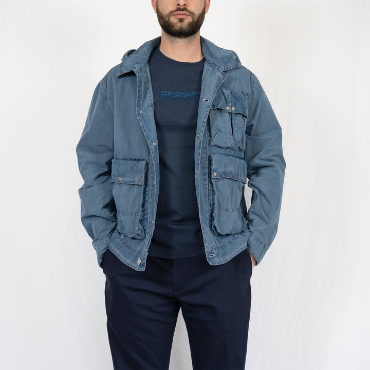Veste C.P. Company 50 Fili Indigo Bleached Goggle Jacket