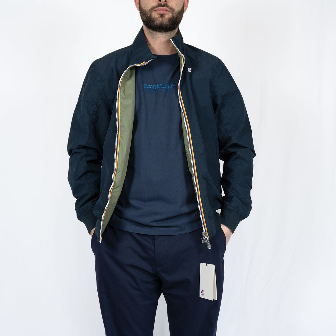 Veste K-Way Arsène Cotton Double – Blue Depth / Green Lichen