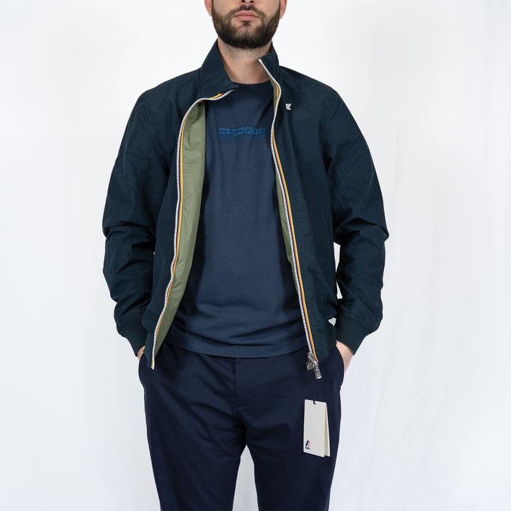 Veste K-Way Arsène Cotton Double – Blue Depth / Green Lichen
