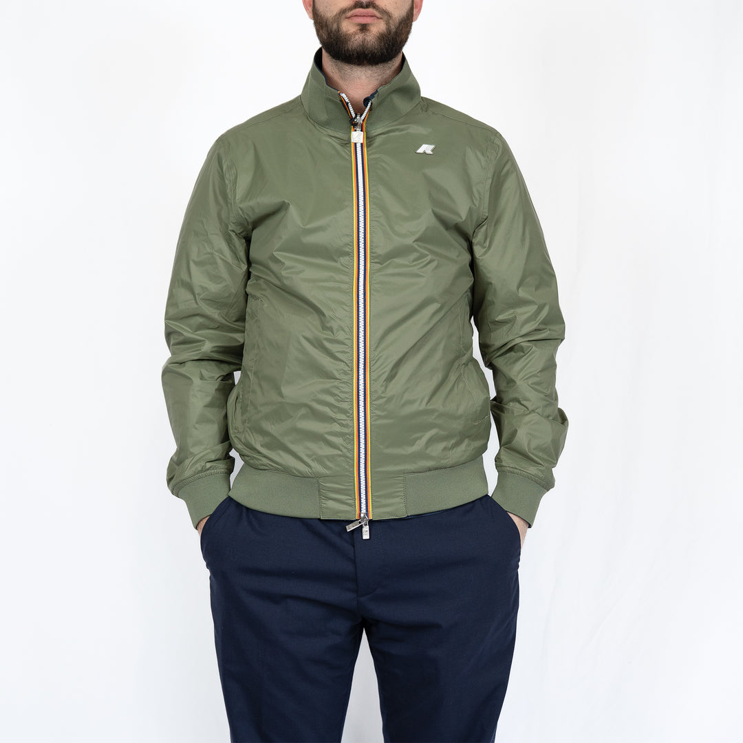 Veste K-Way Arsène Cotton Double – Blue Depth / Green Lichen