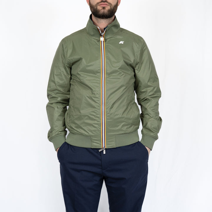 Veste K-Way Arsène Cotton Double – Blue Depth / Green Lichen