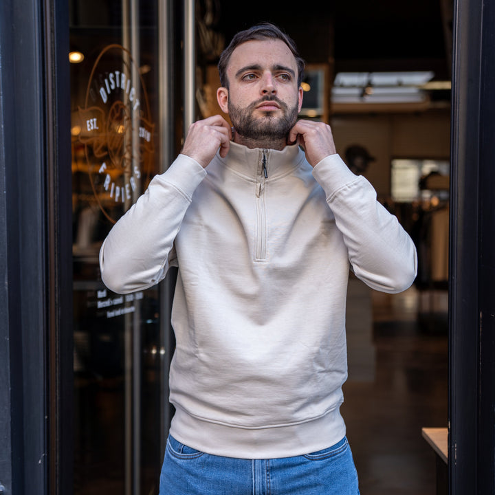 Kraviz Quarter Zip Sweatshirt Cement – Sweatshirt homme casual