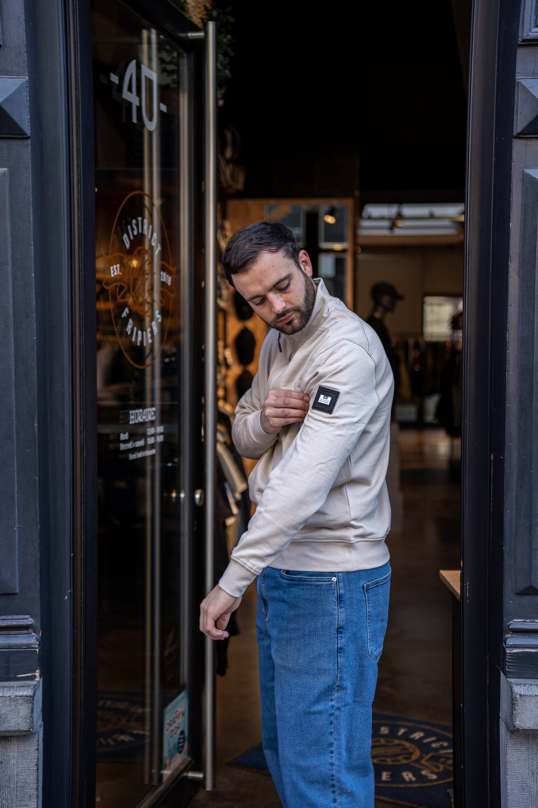 Kraviz Quarter Zip Sweatshirt Cement – Sweatshirt homme casual