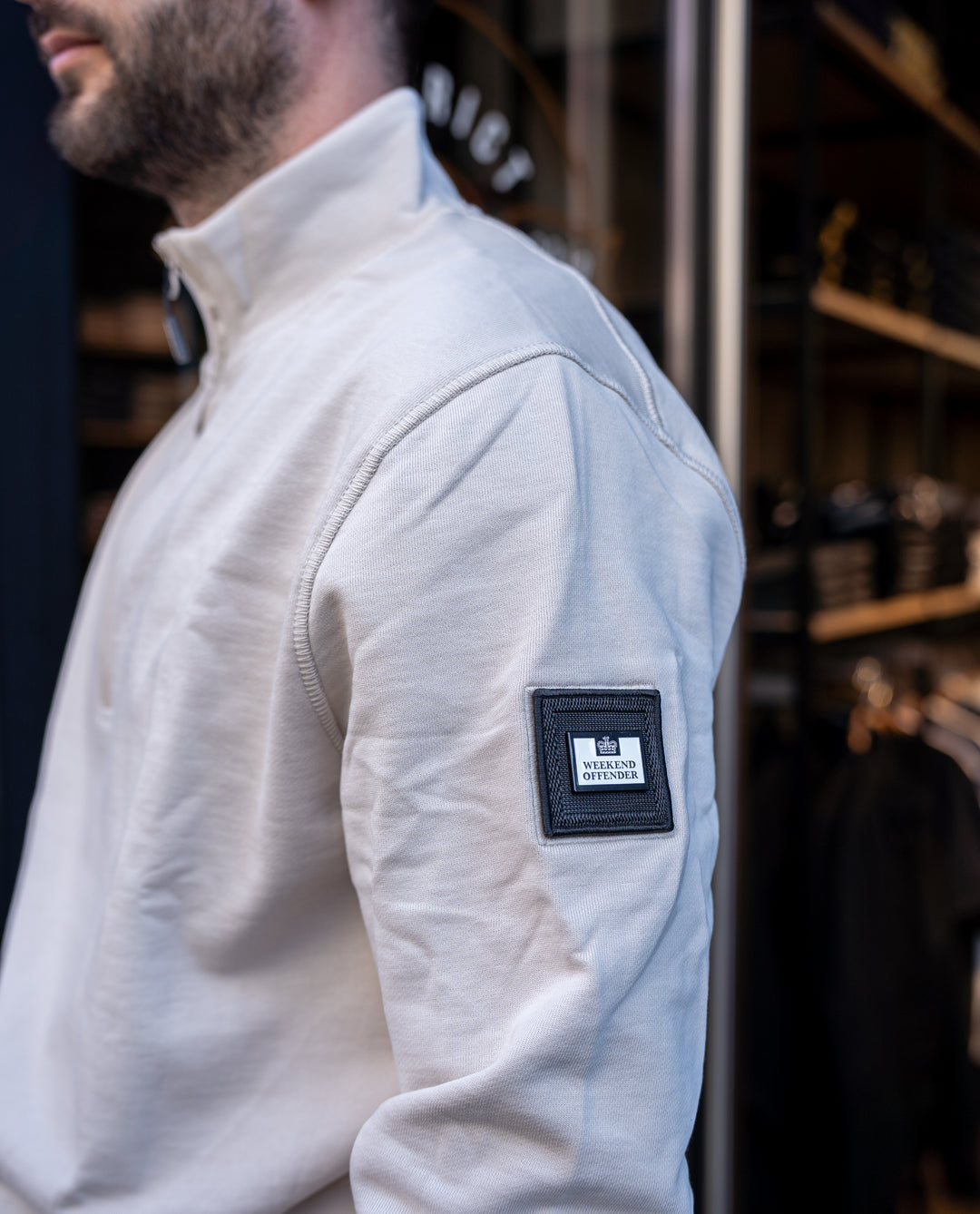 Kraviz Quarter Zip Sweatshirt Cement – Sweatshirt homme casual
