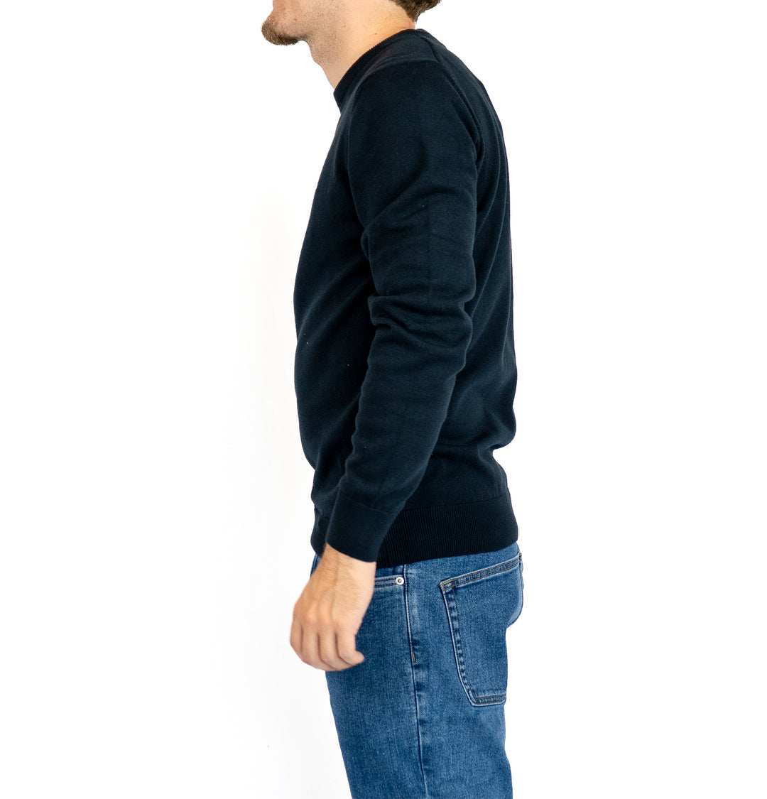 Pima Cotton Crew Neck Jumper – Navy