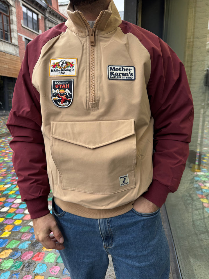Powell powdershirt with patches / biscotti - burgundy