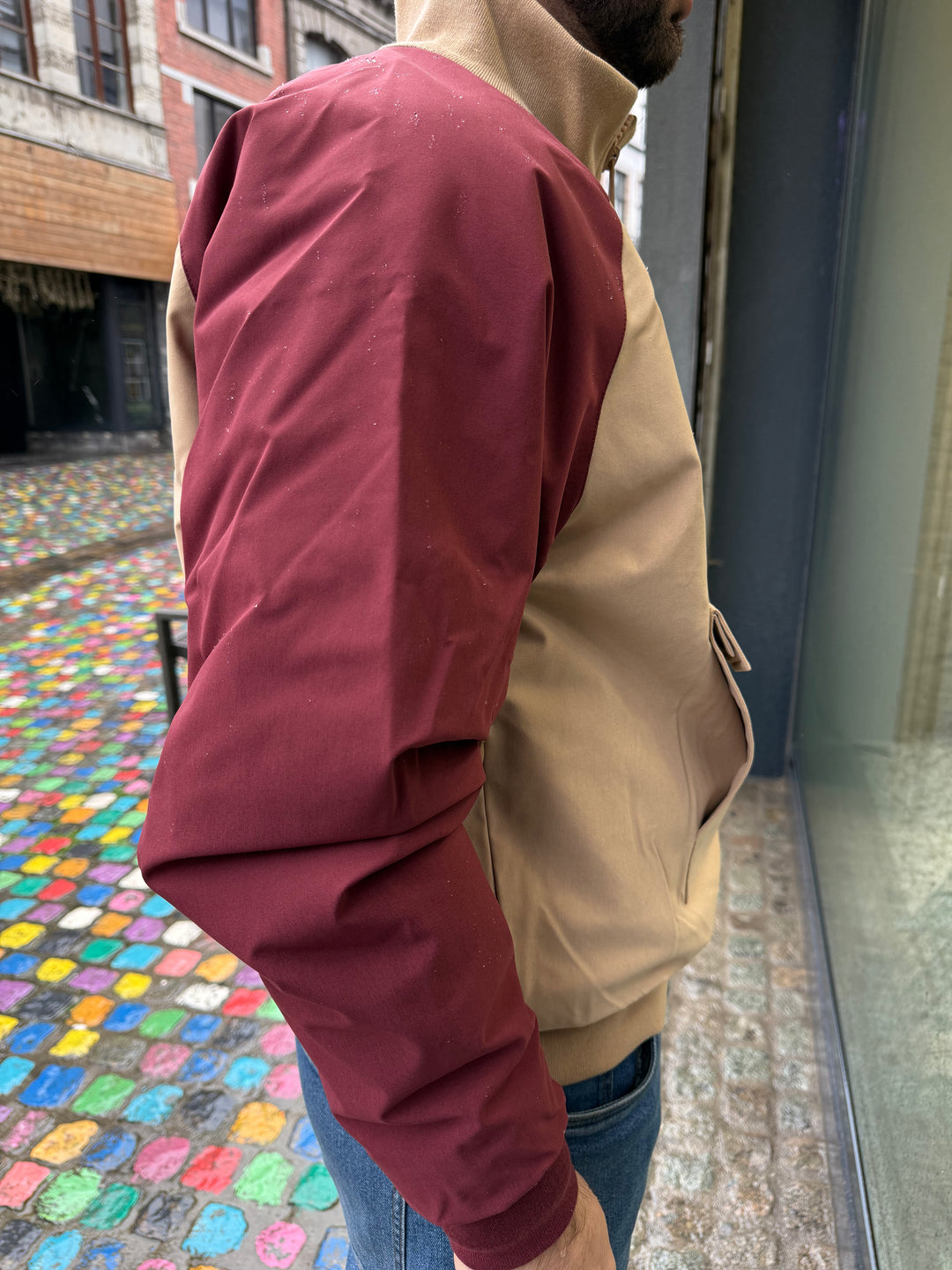Powell powdershirt with patches / biscotti - burgundy