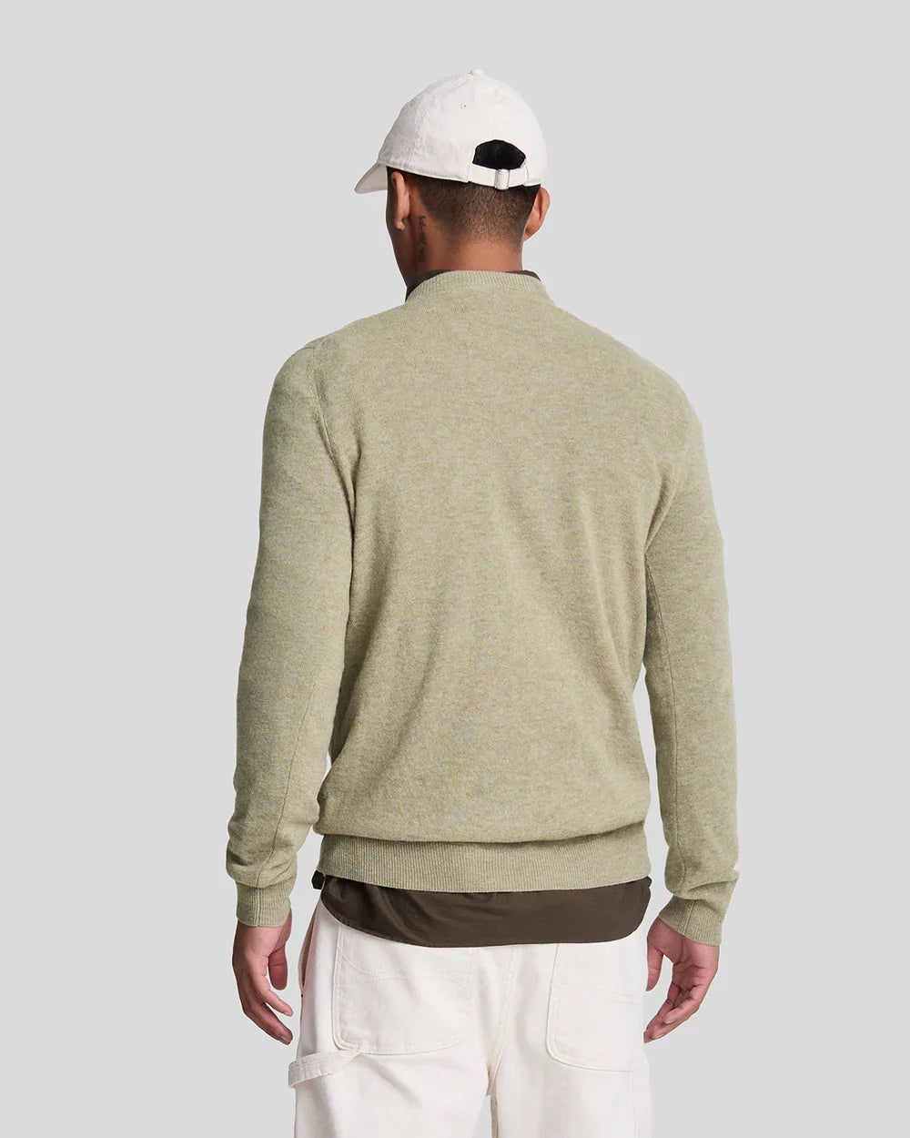 Lambswool blend crew neck jumper - sage uniform marl