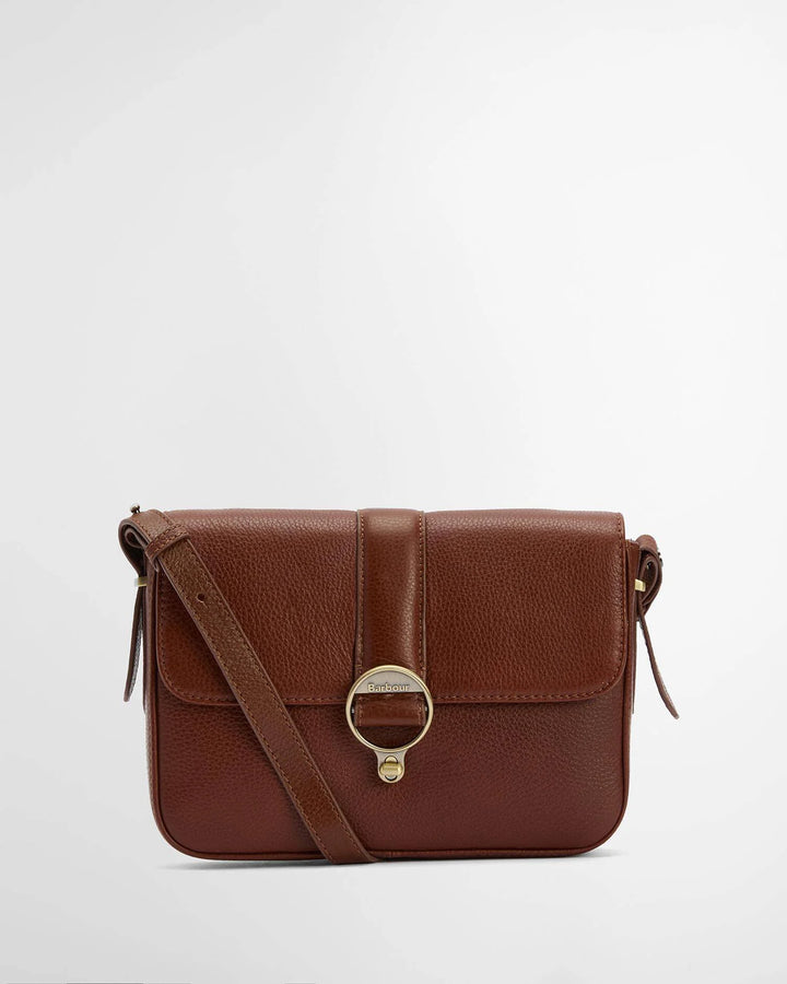 Barbour mini Rosa leather crossbody bag - pebbled pink / brown