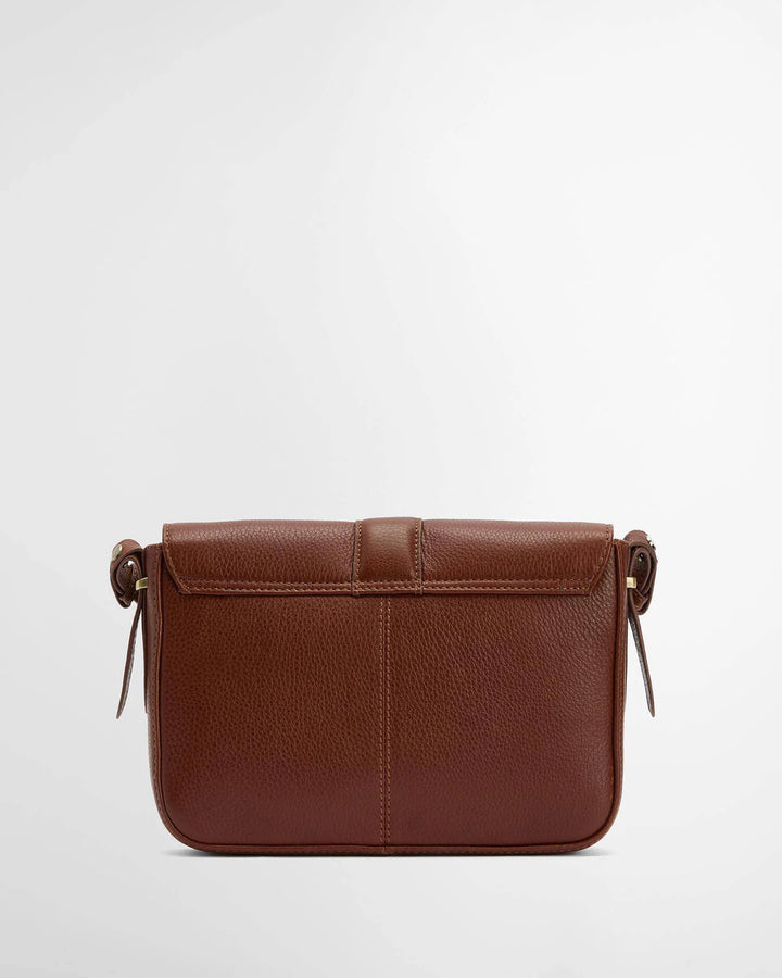 Barbour mini Rosa leather crossbody bag - pebbled pink / brown