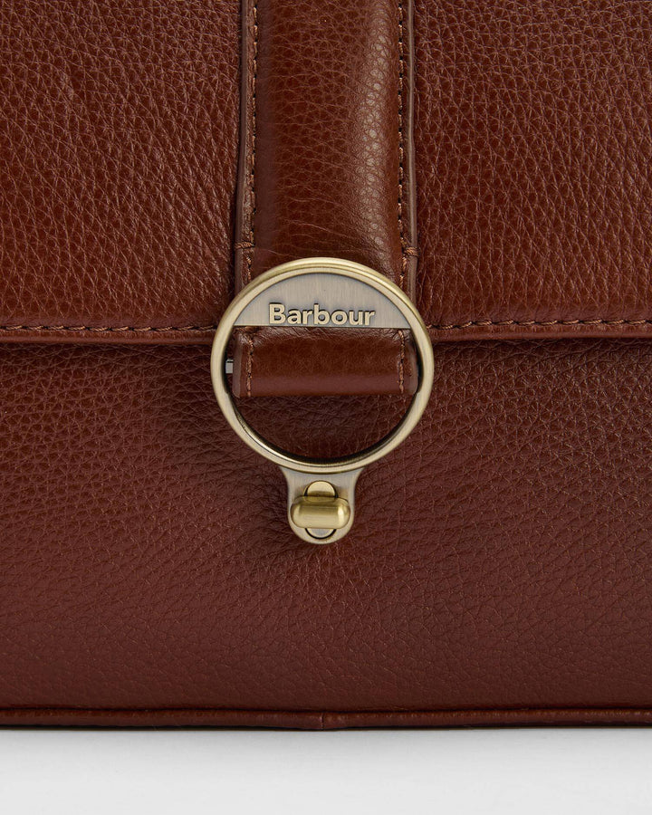 Barbour mini Rosa leather crossbody bag - pebbled pink / brown