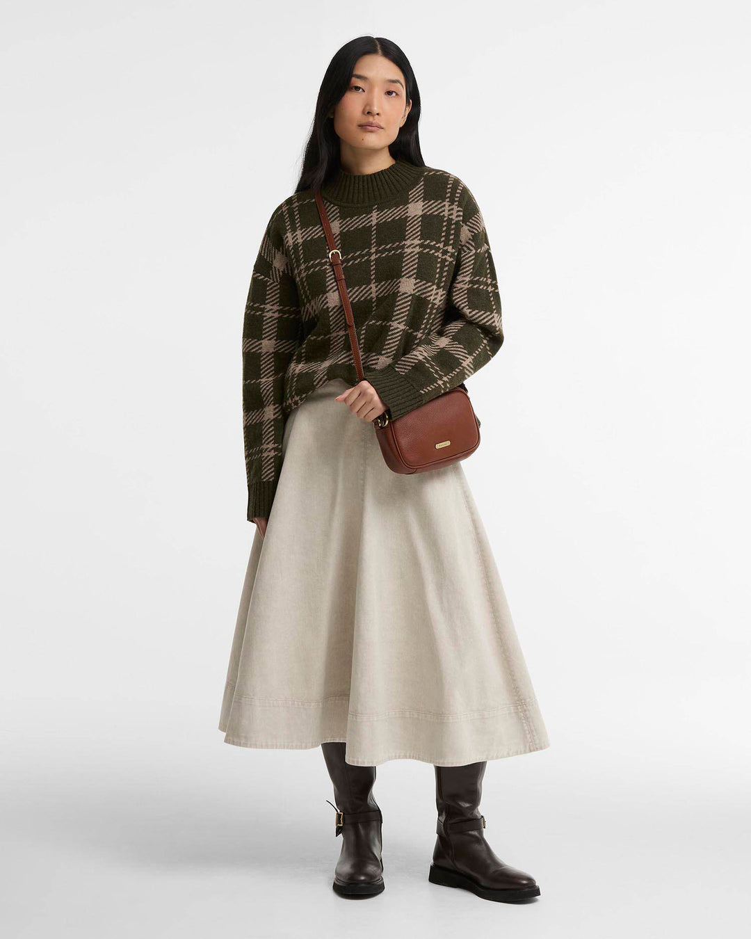 Daphne mini leather crossbody bag / Brown