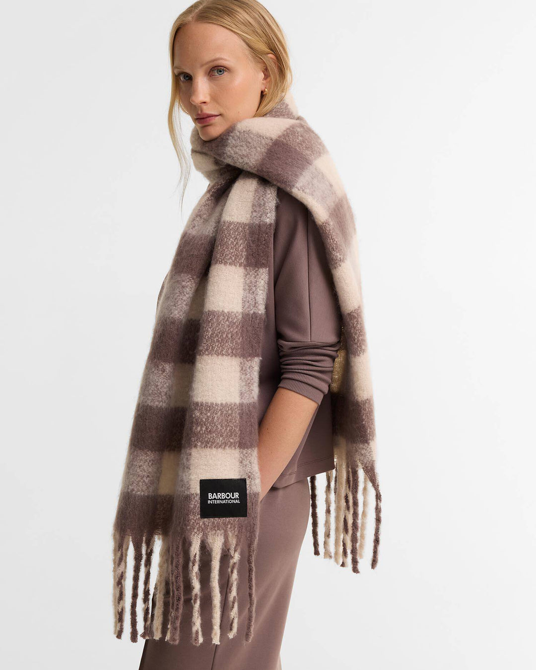 Branton Scarf - Truffle Gingham