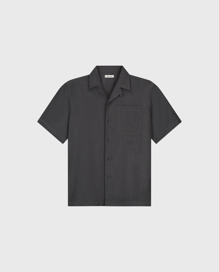 Linen blend ss shirt / charcoal