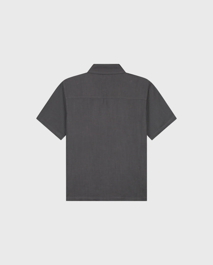 Linen blend ss shirt / charcoal