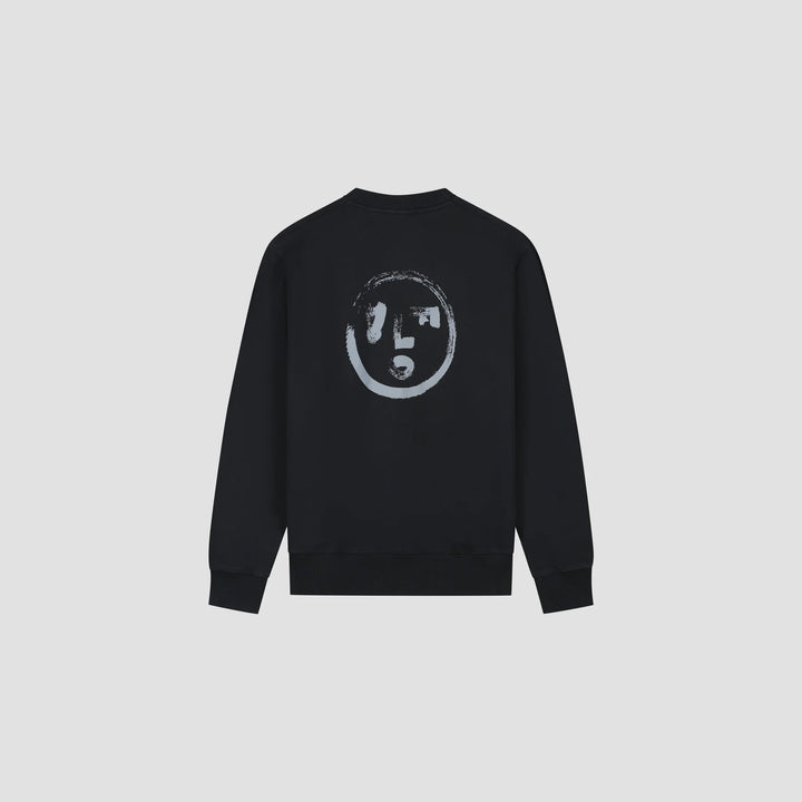 Brushstroke face crewneck / black