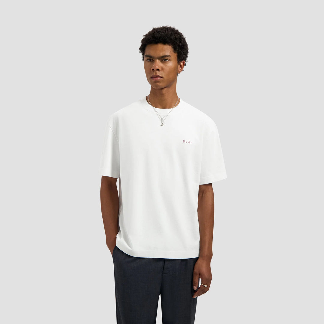 Brushstroke graphic boxy tee / optical white