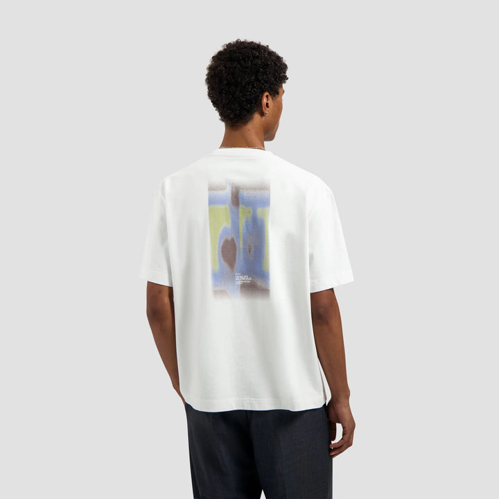 Brushstroke graphic boxy tee / optical white