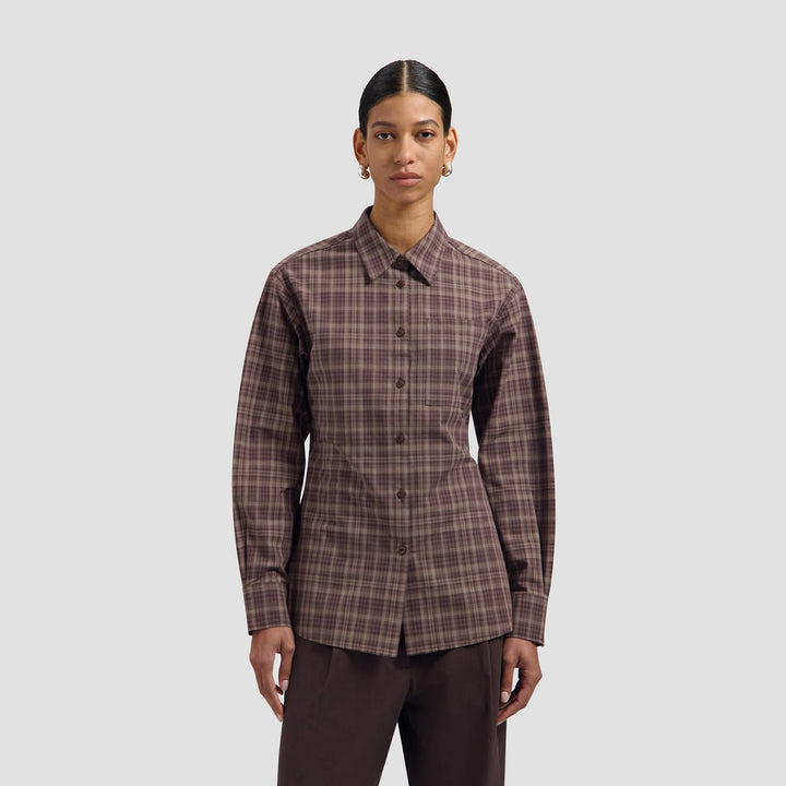 Camisa entallada de cuadros - Ciruela chocolate