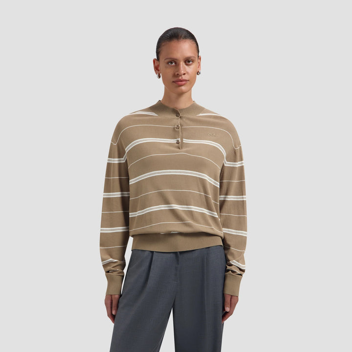 Striped knitted polo