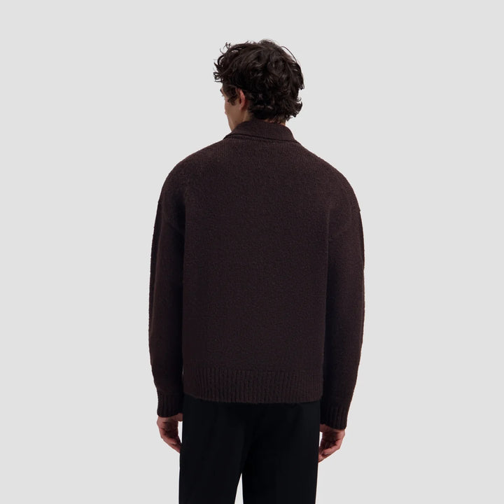Oversized Knitted Polo - Chocolate Plum