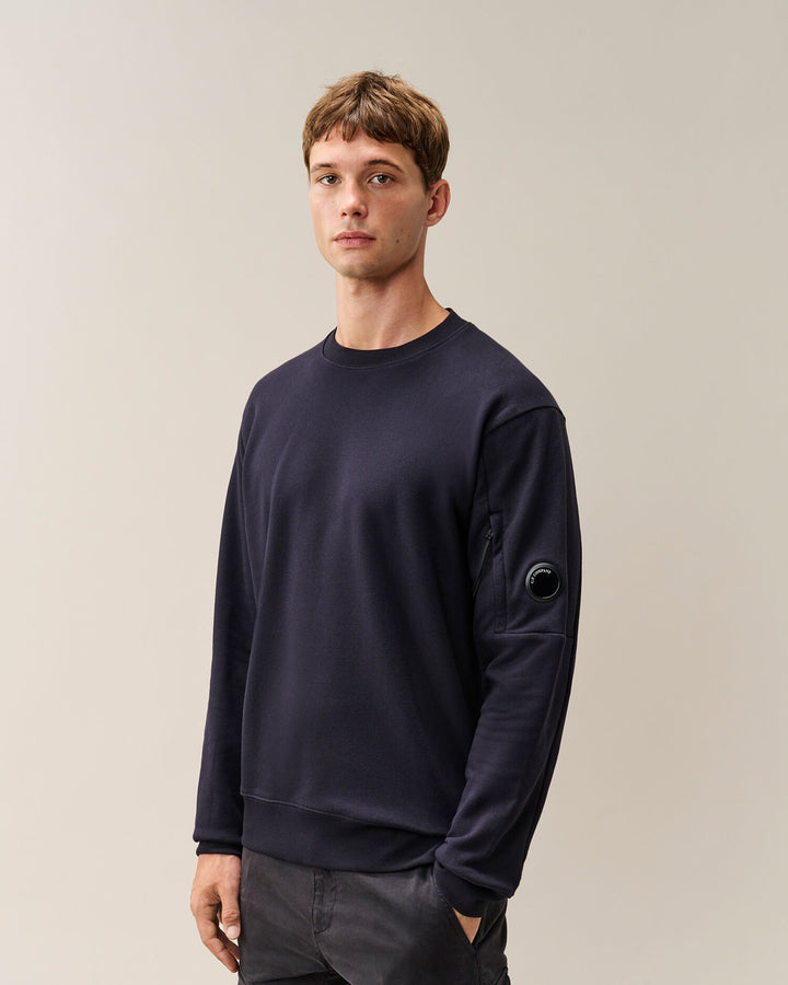 Sweatshirts crew neck diagonal raised fleece / navy ( col 888 )