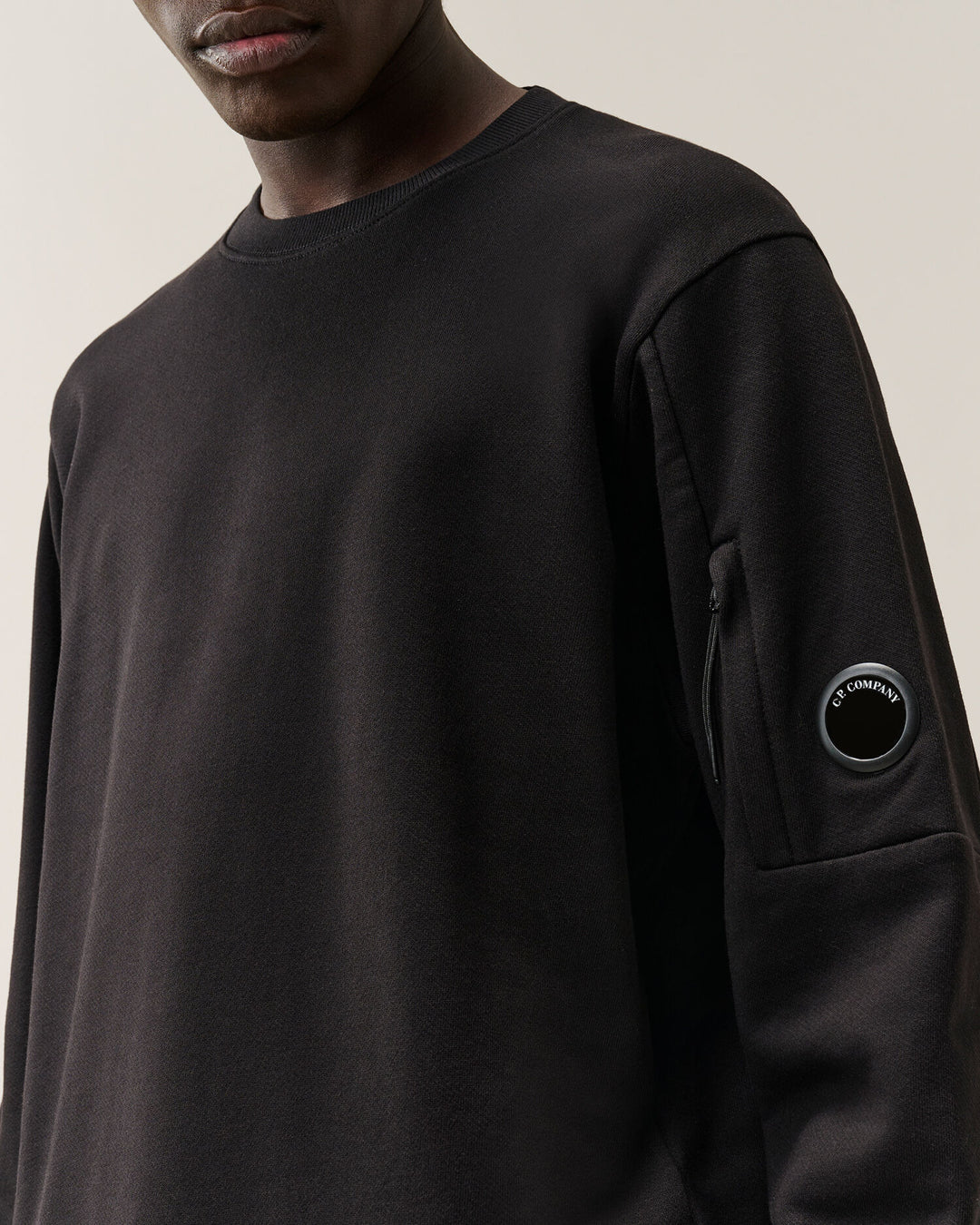 Sweatshirts crew neck diagonal raised fleece / black ( col 999 )